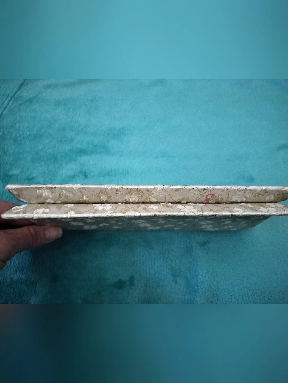 Vintage Mid-Century Gold Floral Brocade Envelope Clutch Snap Closure
